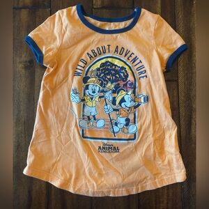 Disney Parks Animal Kingdom Kids Orange Adventure Tee with Navy Accents